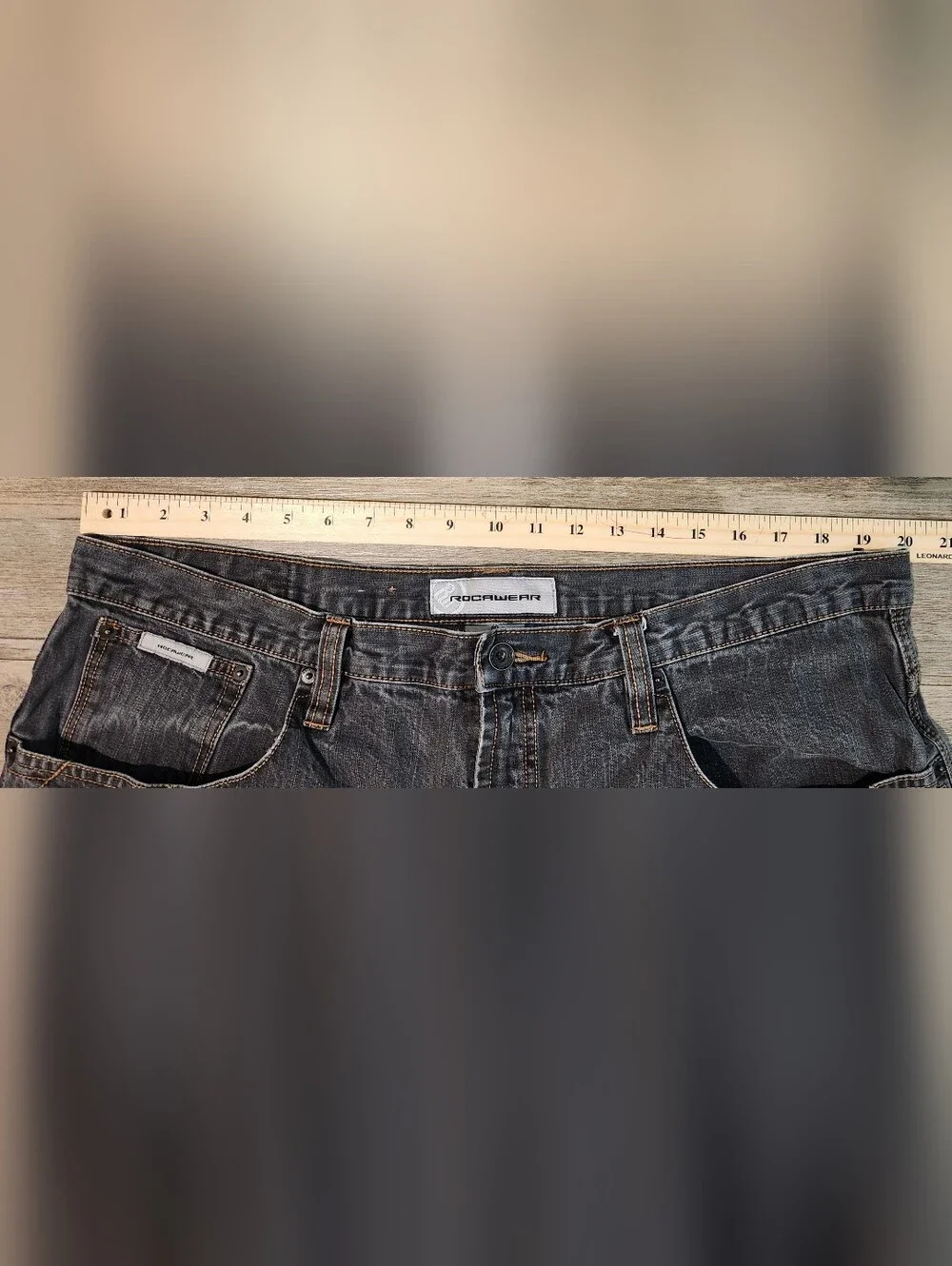Rocawear Jeans Shorts Men 40x15 Grey Faded Y2K Grunge Baggy Hiphop Skater Vtg